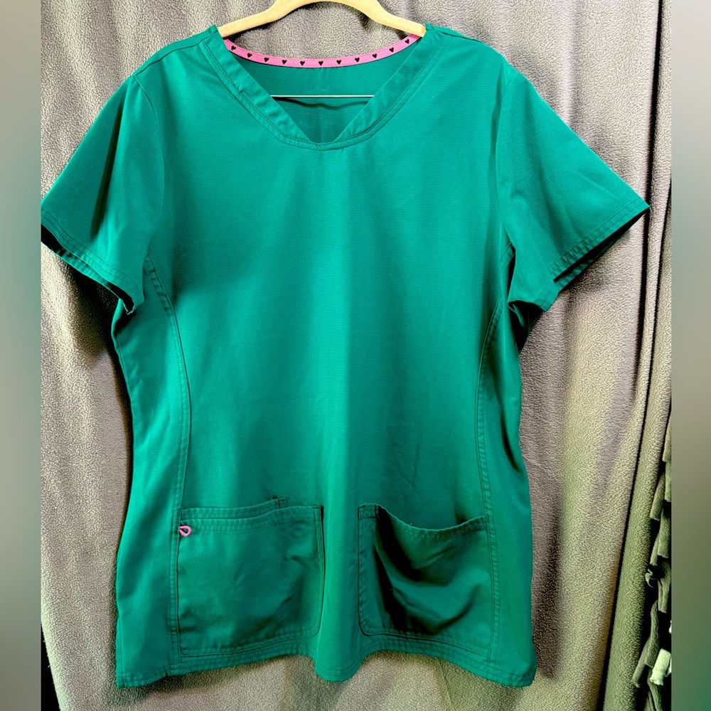 COPY - Hunter green heart and soul scrub top